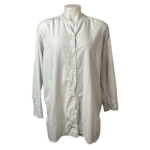 Pure DKNY Pin Striped White Button Down Boyfriend’s Shirt Dress Size M - Picture 5 of 12